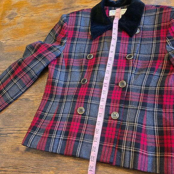 Vintage RENA ROWAN Tartan Plaid Blazer with Velvet Collar size 10 - Picture 2 of 10